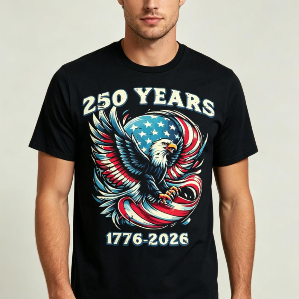 250 Years American Flag Creative Design Tshirt 1776 2026 250th Anniversary USA TShirt Patriotism Mens Fashion Casual Cotton T S