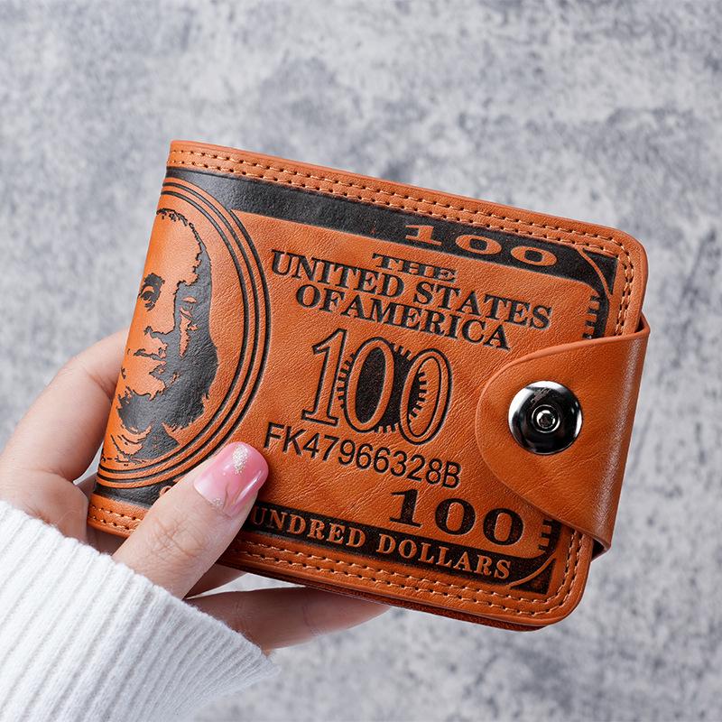 Retro PU Men's Multi-Slot Wallet: Dollar Holder, Card Organizer, and Driver's License Short Wallet.
