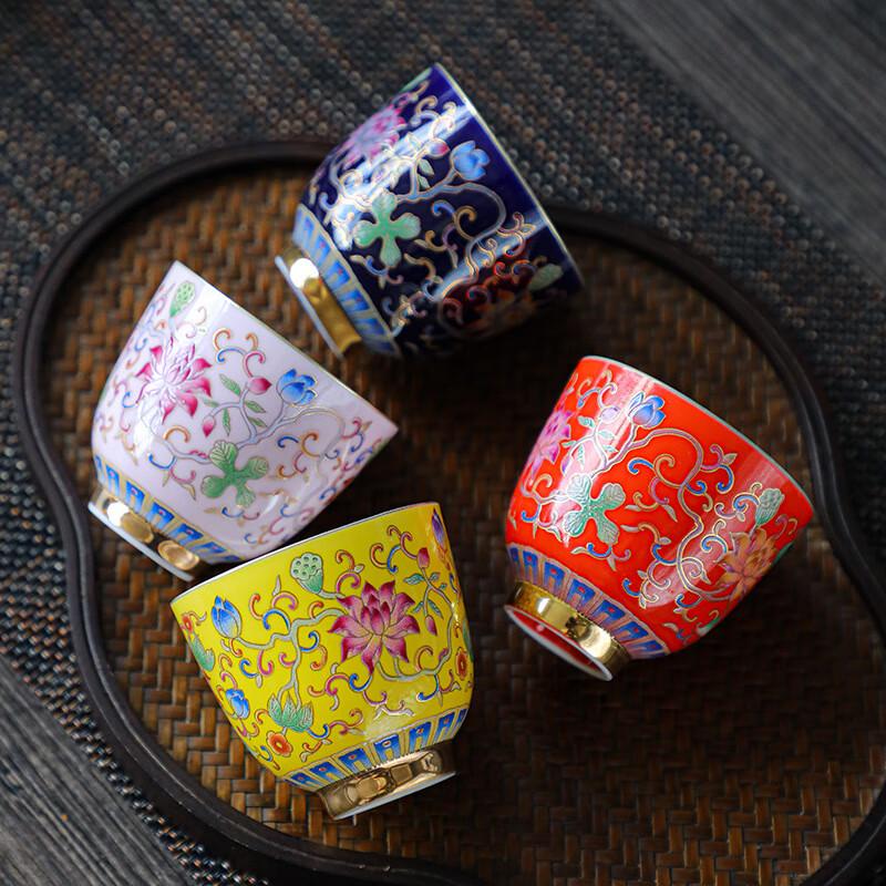 Chaxun Glazed Silver Enamel Cloud Orchid Teacup