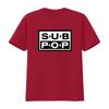 T-shirt con Logo Sub Pop Nera con Stampa Bianca Stile Retrò Streetwear Moda Lavata Vintage Morbida Abbigliamento Firmato Casual