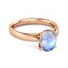 Moonstone Classic Solitaire Ring - 925 Sterling Silver Rose Gold Vermeil