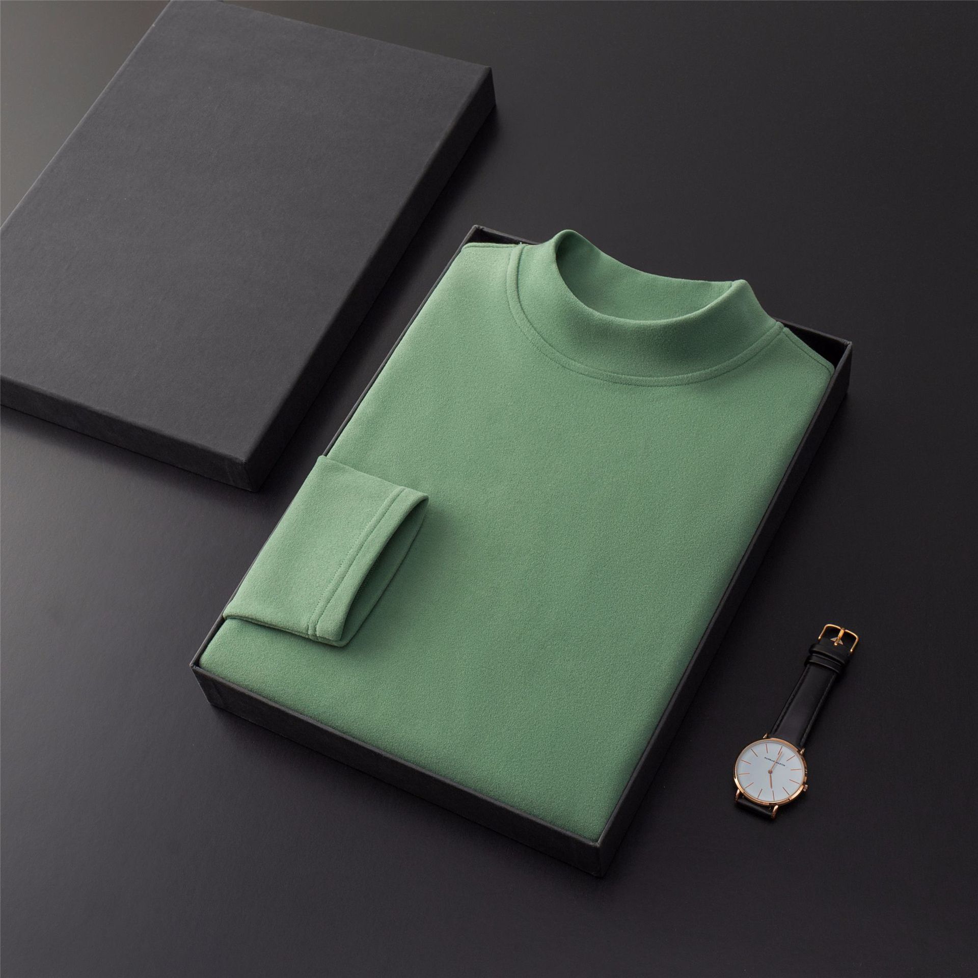 CHIC STUDIO Herfst Half Turtleneck Bottoming Shirt Heren Trui Heren Effen Kleur Lange Mouw T-shirt M