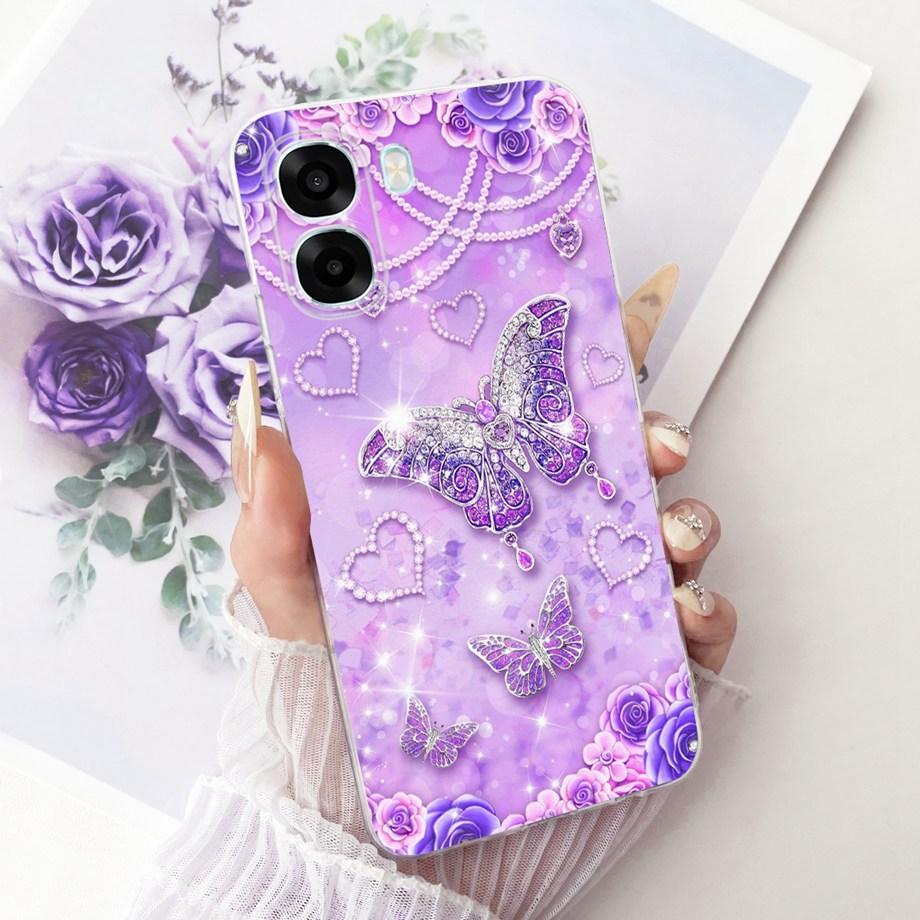 Do Oppo A6x A6s A6 4G 5G / Oppo A6T Pro 4G Tylna Klapka Girly Fashion Luksusowe Malowane Etui na Telefon Przezroczysty Miękki Silikonowy Zderzak