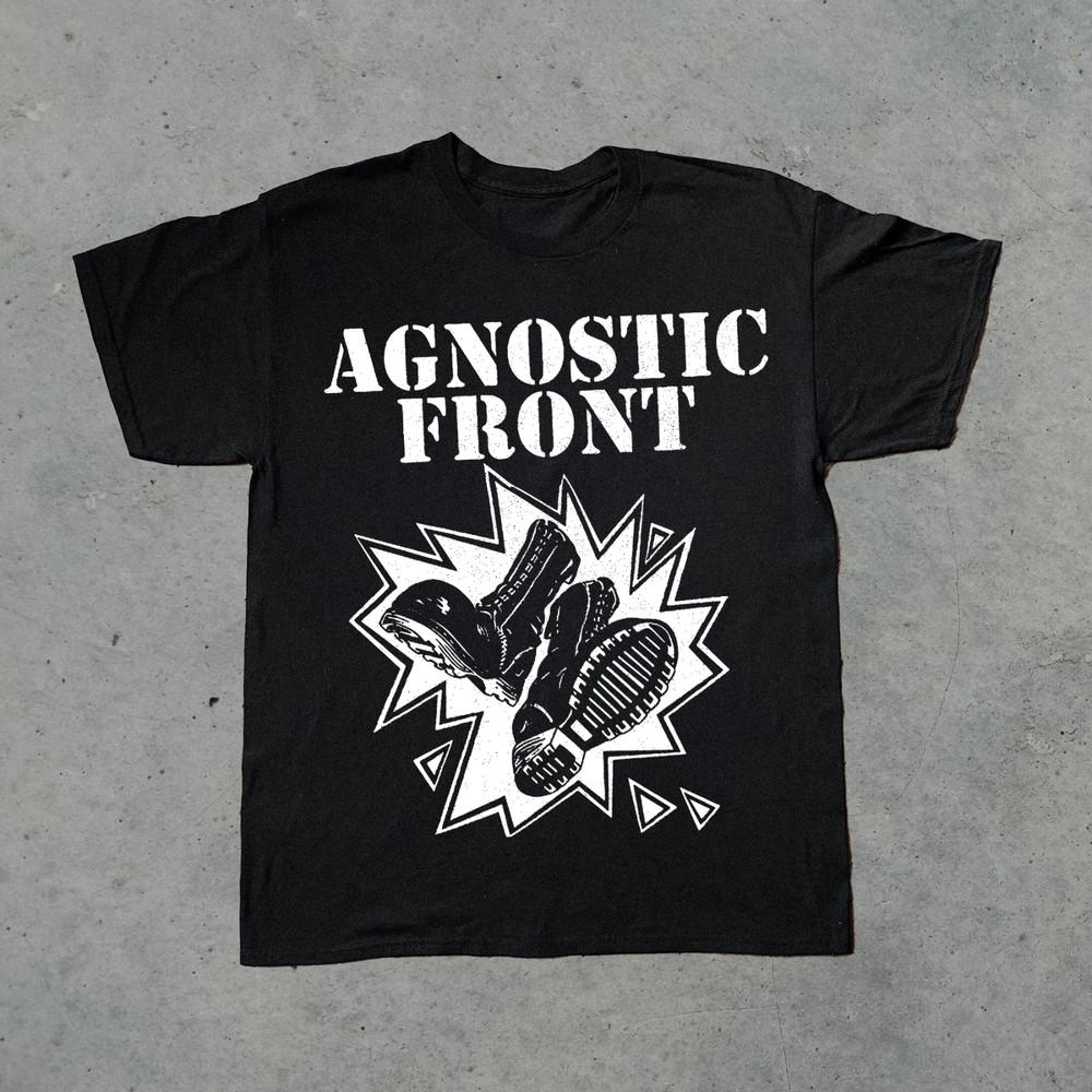 ВИНТАЖНАЯ ЧЕРНАЯ ХЛОПКОВАЯ ФУТБОЛКА С КОРОТКИМ РУКАВОМ ГРУППЫ AGNOSTIC FRONT S-5XL UR582 Унисекс S