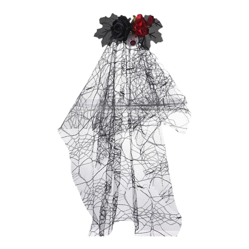 Women’s Halloween Witch Veil Gothic Style Ribbon Costume Headdress For Theme Parties And Cosplay