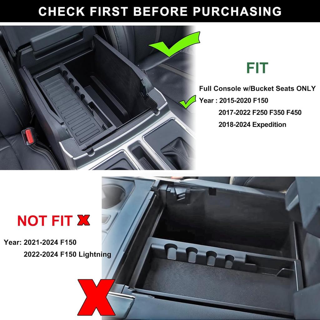 PIMCAR Compatible With Ford 2015- F150, 2017- F250 F350 F450, 2018-2024 Expedition Center Console Organizer Ert Tray Pallet Storage Accessories (Work