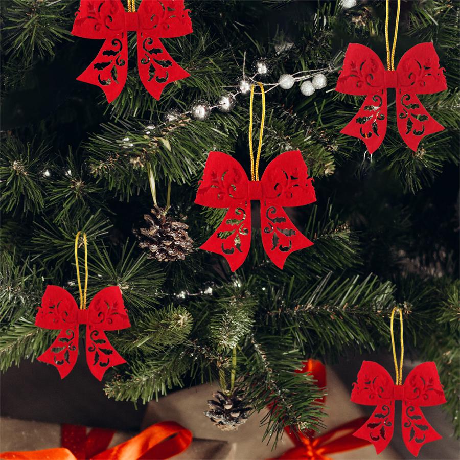 5Pcs Bow Christmas Decorations, Holiday Christmas Tree Hangings, Gift Packaging Decoration Accessories