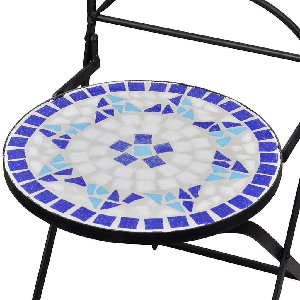 Bistro Chairs Foldable 2 pcs Ceramic Blue and White