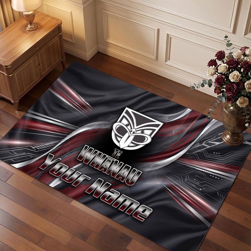 Wigan Warriors Personalized Crystal Velvet Carpet, Customized Name Text Soft Anti‑Slip Rug for Living Room Bedroom