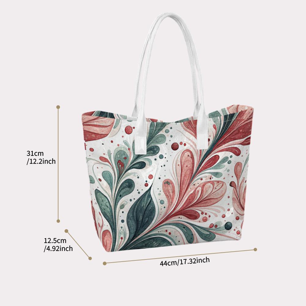Stylish Art Floral Print Casual Tote Bag For Women Daily Use Portable Trendy Ladies Shoulder Bag