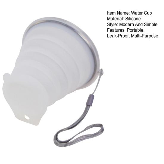 Yousheng Silicone Foldable Water Cup with Lanyard Wide-Mouth Design Leak-Proof Portable Water Bottle with Transparent Cap