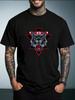 Unisex Summer White Short Sleeve Tee Cool Roaring Wolf Triangle Graphic Print Crew Neck Loose Male Casual Streetwear Tops