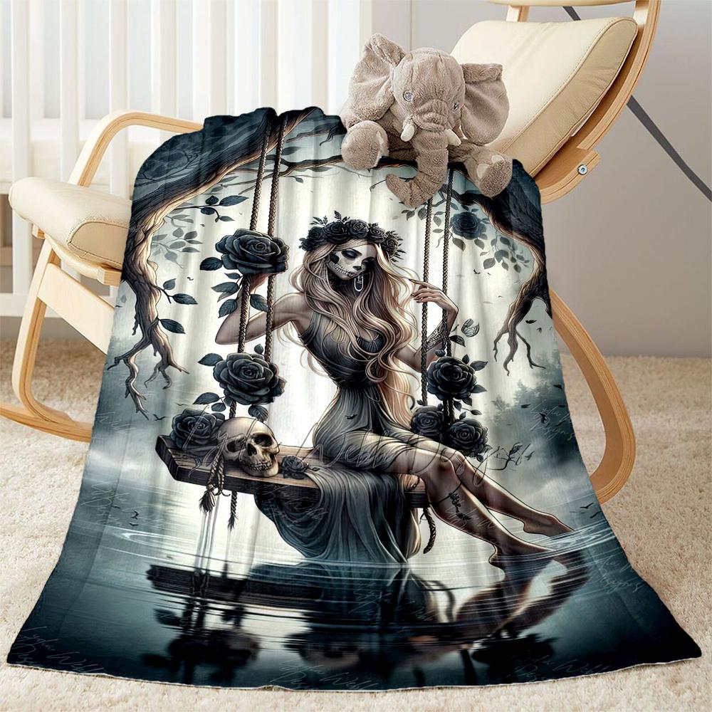 Gothic Style Blanket Soft Warm Cozy Great for Bed Livingroom Office Chair for All Occasions Playful Design Birthday Christmas Gift Blanket