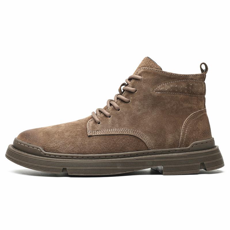 Martin boots men's winter street style velvet warm retro high-top leather Japanese high-end matte leather tooling shoes
