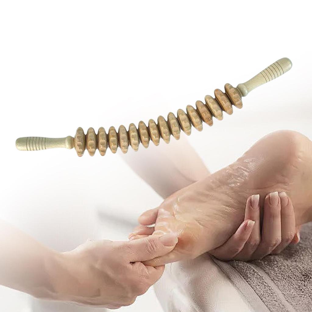 Wooden Muscle Relaxation Wolf Tooth Massage Roller Fitness Meridian Yoga Stick Slimming Legs Cervical Spine Rolling Massage Stick