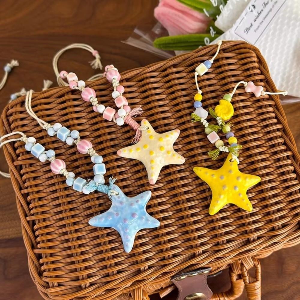 Adjustable Pendant Necklaces Starfish Beaded Women Pendant Rope Necklace Bohemian Accessories
