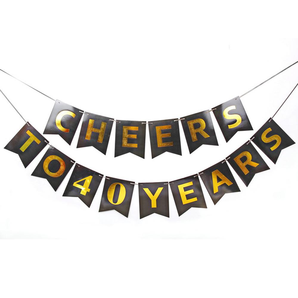 Cheers To The Years Birthday Flag Bronzing Banner 30 To 90 Year Old Party Decoration Spiral Pendant