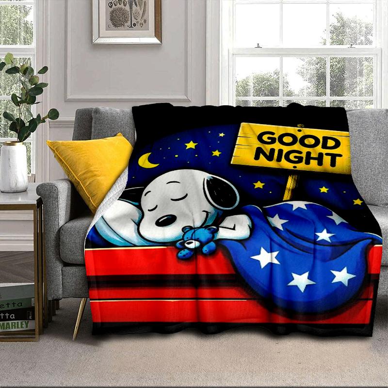 Cute Dog Dreams Under Stars Blanket Flannel Blanket for Bed, Sofa, Camping, Hiking, Picnic Essentials, Gift for Family Fan Gifts