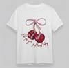Women's T-Shirt Hope Feel Loved Today Cherry Tee Short White Cotton Oversize