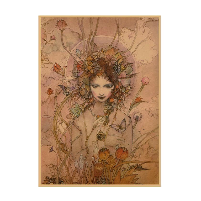 Yoshitaka Amano Retro Japanese Illustration Poster for Bar & Restaurant Wall Decor