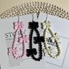 Y2K Schleifen Perlen Handykette Für Mädchen Süße Rosa Schleife Handy Lanyard Handgelenkschlaufen Anti-Verlust Handy Anhänger