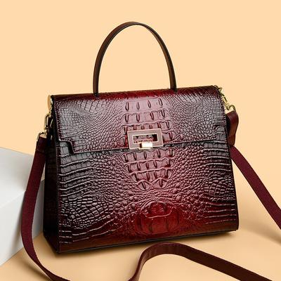 Women's Bag New Crocodile Pattern Portable Retro Shoulder Crossbody Large Capacity Bag