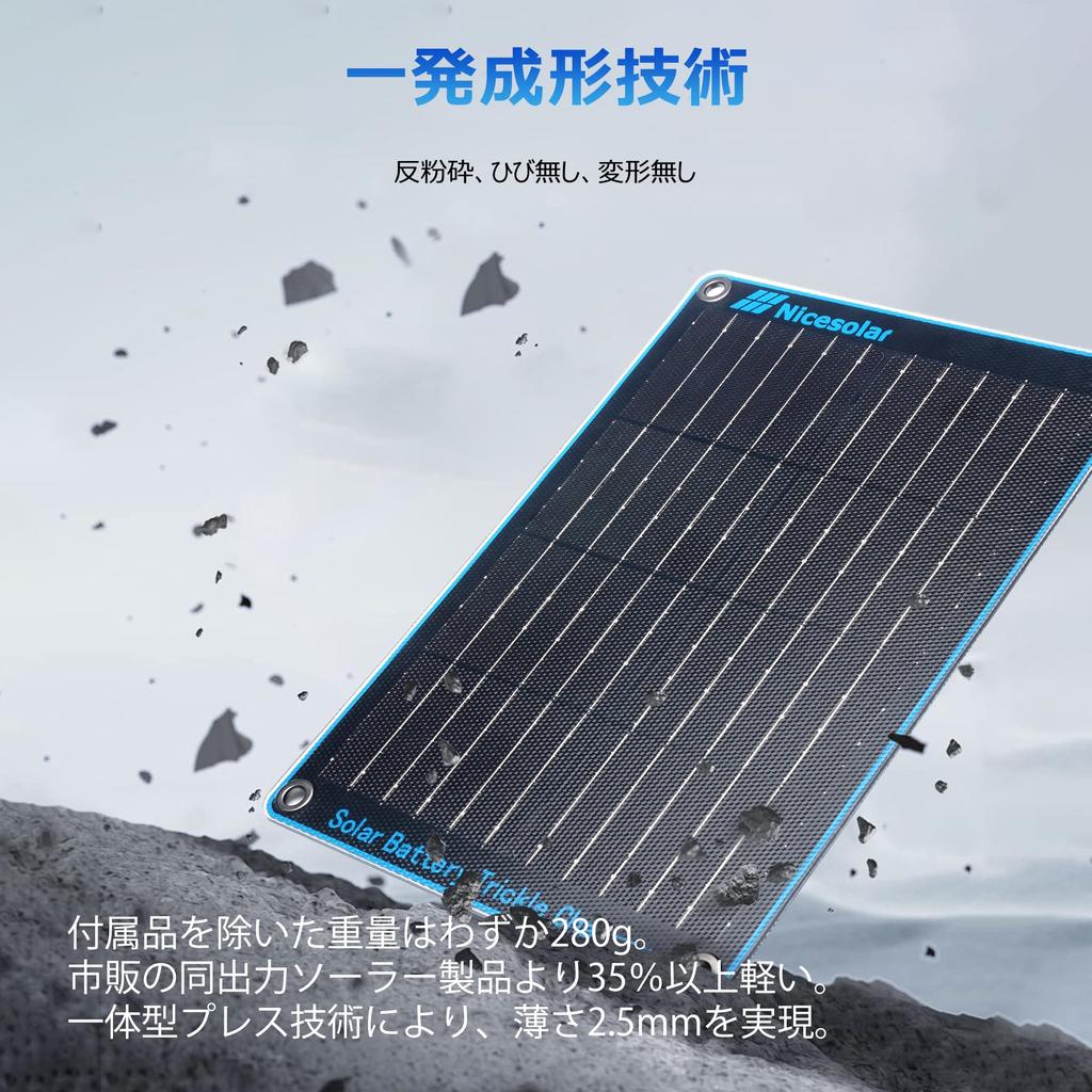 Nicesolar 10W Solar Charger for Cars, Motorcycles, Tractors, Boats, and Vehicles - 12V Solar Battery Charger, Monocrystalline, IP68 Waterproof, for Su