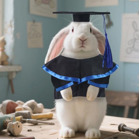 Small Pet Graduation Costume Set Rabbit Graduation Cap And Gown Set Pet Grad Outfit with Tassel for Bunny Tiny Dogs Cats Dolls Holiday Accessory