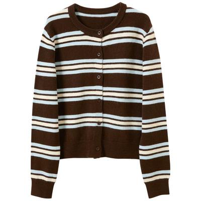 Cardigan a righe in maglia da donna