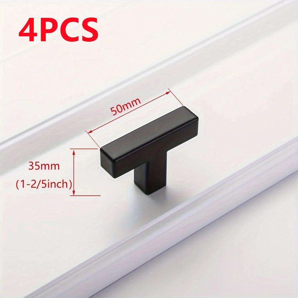 4Pcs Square Cabinet Pulls Stainless Steel Kitchen Drawer Pulls Cabinet Handles Overall Pull Cupboard Handle Wardrobe Door Knobs