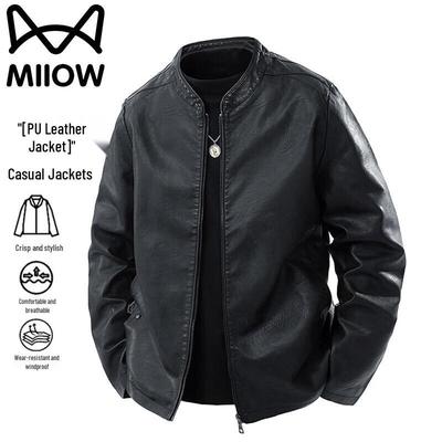 Mao Ren Men's Spring Autumn Faux Leather Casual Jacket