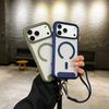 For iPhone 17 Pro Case Compatible with MagSafe TPU PC Clear Phone Back Cover with Wrist Strap