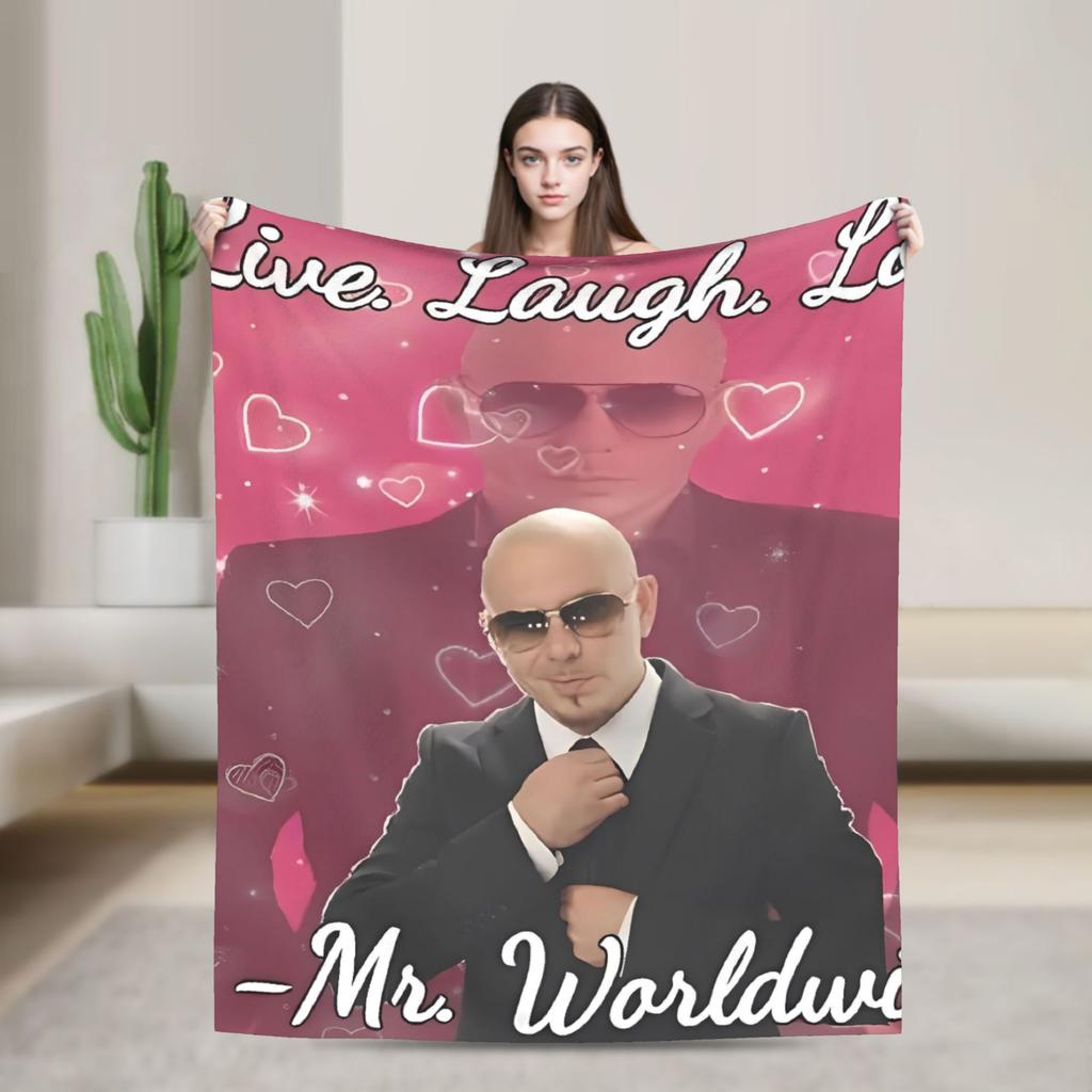 Pitbull Pan. Celosvětové legrační meme deky Teplé měkké plyšové přehozy pro domácí dekoraci Cestování Kancelář Flanelové přehozy na postel Postel