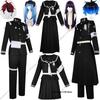 Game Cosplay Costume Full Set, Black Uniform Outfit with Wig for Halloween Carnival Party