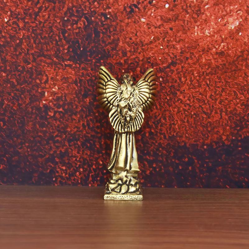 Vintage Brass Praying Angel Statue With Exquisite Carved Details For Home Desk Decor Spiritual Gift
