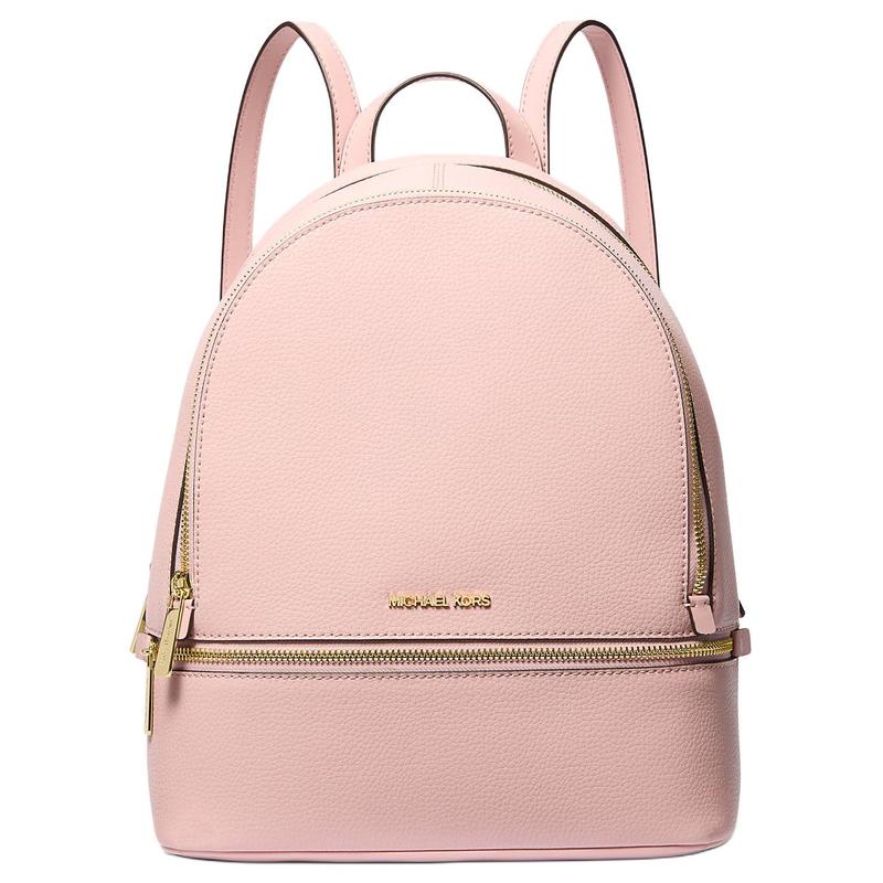 MICHAEL KORS Rhea Gold Hardware Logo Leather Backpack Medium Women s Pink золотой