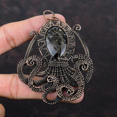 Stick Agate Pendant Copper Wire Wrapped Pendant Octopus Pendant Handmade Copper Jewelry Brand New Pendant Gemstone Jewelry Anniversary Gift