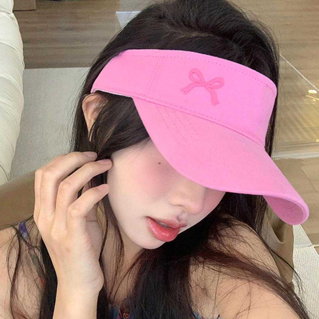 Fashion Embroidery Bows Baseball Hat for Girl Long Brims Soft Peaked Hat Sport Sunproof Open Top Hat Adjust Sun Hat