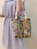 Women's Girls' Work Bag Tote Corduroy Daily small green flowers Corduroy Blue Daisy Portable Corduroy Red Rose Portable