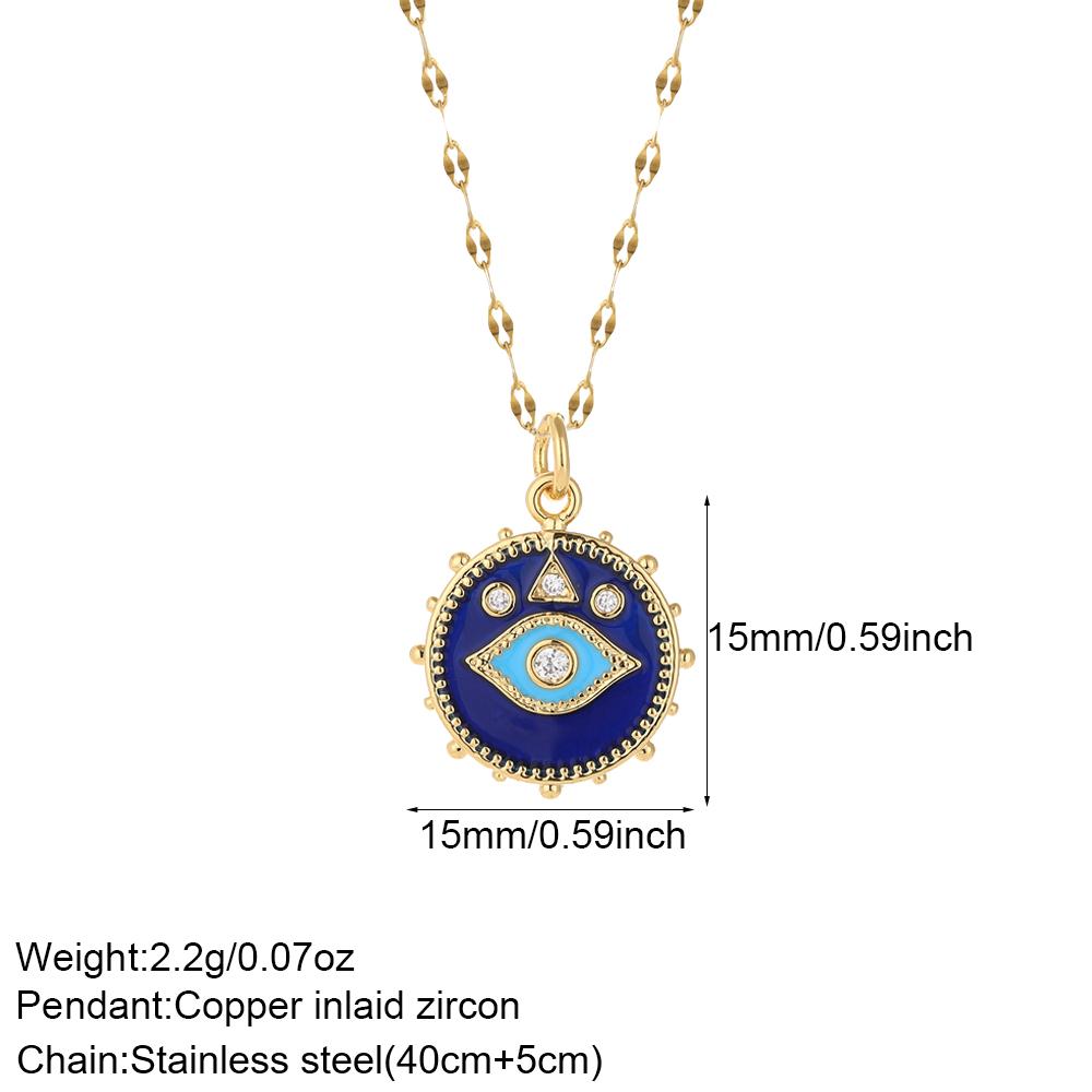Evil Blue Eye Necklace for Women Cute Heart Boho Moon Star Pendant Gold Color Long Stainless Steel Chain Collars Fashion Choker