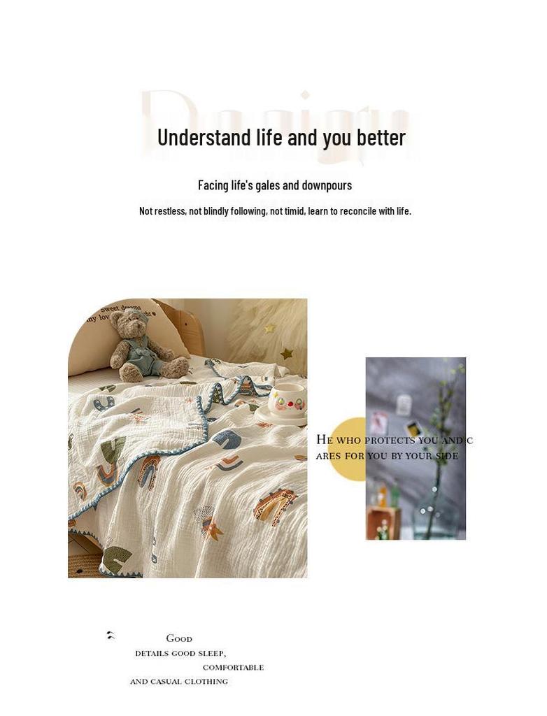 Class A Crinkled Gauze Cotton Children's Summer Quilt - Lightweight, Cooling, Machine Washable