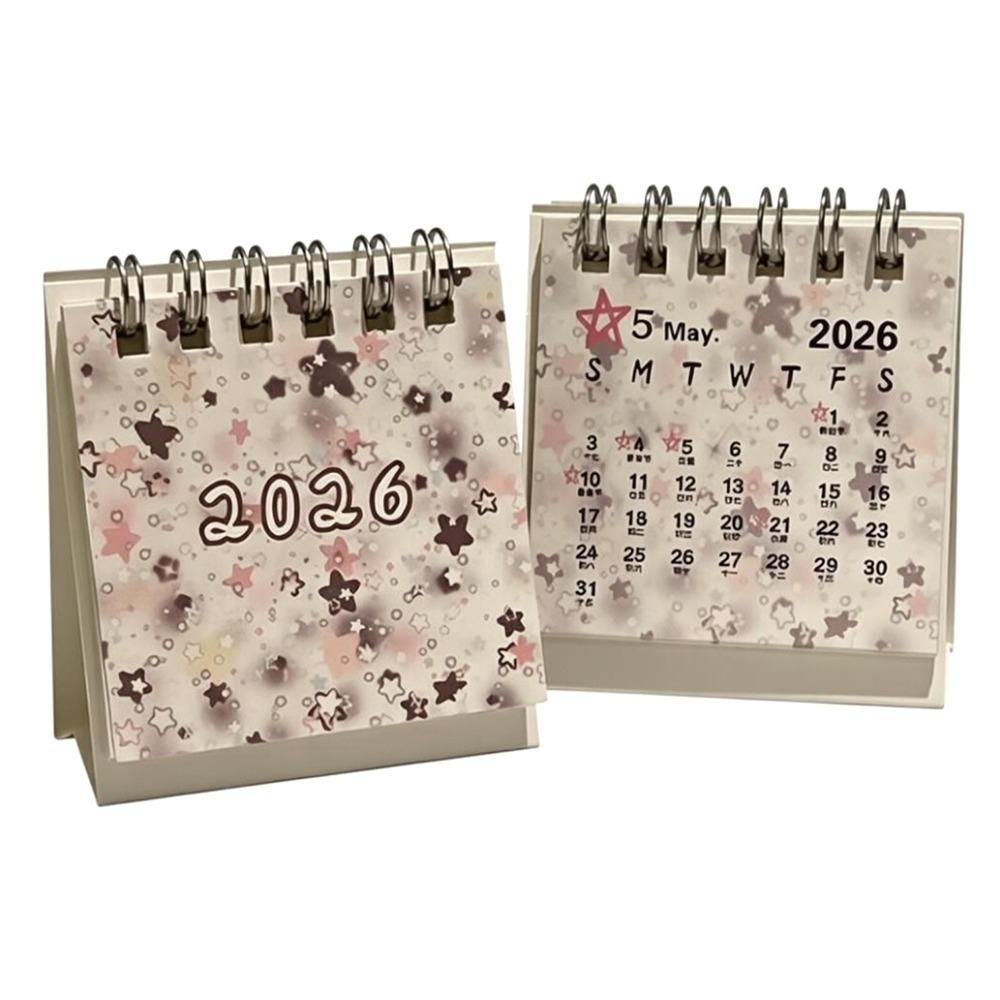 Mini 2026 Desk Calendar Stars Standing Calendar Cute Daily Planner  Office School Supplies
