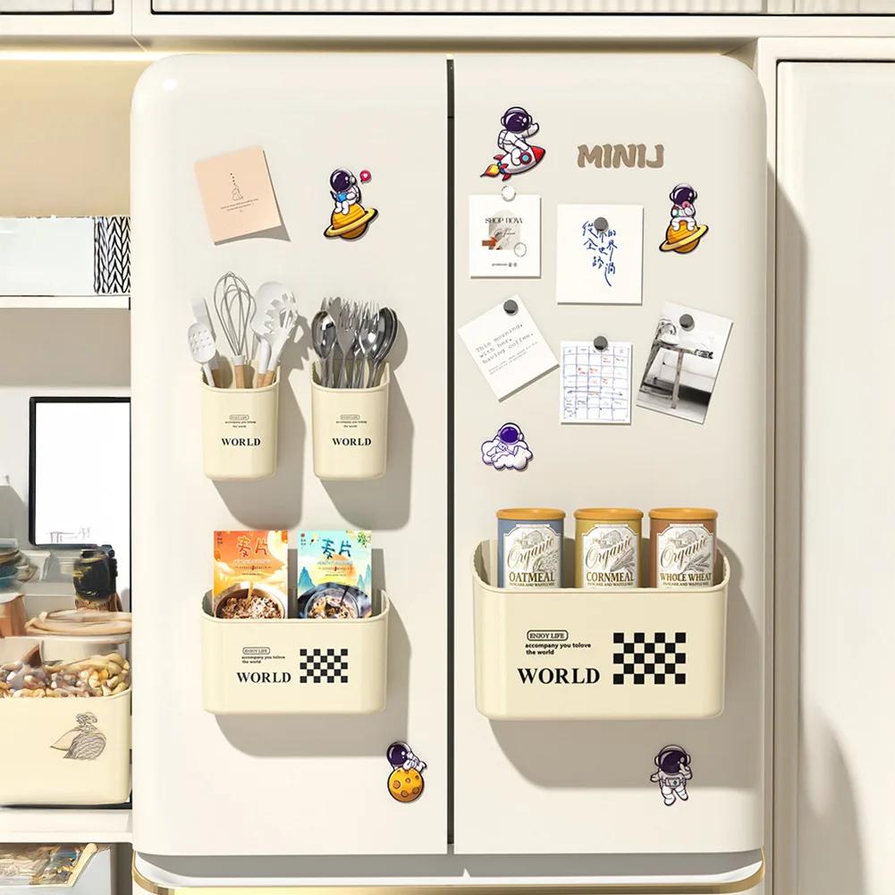 1/3Pcs Magnetic Storage Box Refrigerator Side Wall Mounted Storage Box Kitchen Organizing Shelves and Storage Basket Punch Free
