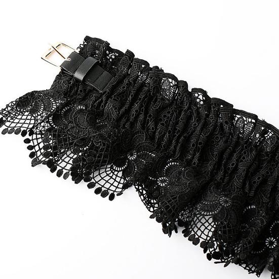 Women Belt Embroidery Lace Splicing Adjustable Fit Wide Elastic Belt Breathable Lace Imitation Leather Waistband Versatile Accessory