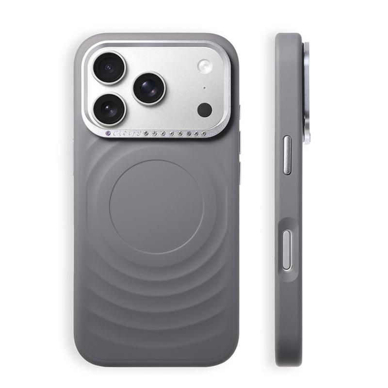 

Diamond-studded Corrugated Magnetic Case for iPhone 17Promax 17 17Pro Metal Lens Frame For Magsafe Wireless Charge Cover For iPhone 17
