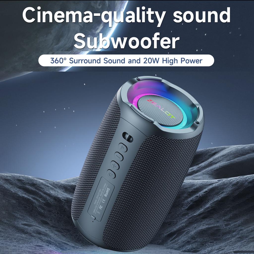 Wireless BT Speaker Subwoofer Portable HiFi Bass FM Radio Speaker for Outdoor