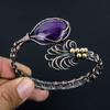 Amethyst Bangle  999 Copper Wire Wrapped Cuff Bracelet, Adjustable Bangle Gemstone Jewelry, Gift For Mom Handmade Brand, New Jewelry