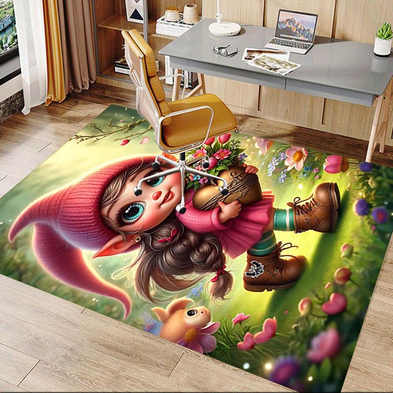 1PC Elf Flowers Extra Large Non Slip Floor Carpet, Office, Family, Studio   Large Area Rug Indoor Rugs, Bold Statement Piece