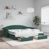 VidaXL Daybed and Trundle and Drawers Dark Green 100x200 Cm Velvet 3197358