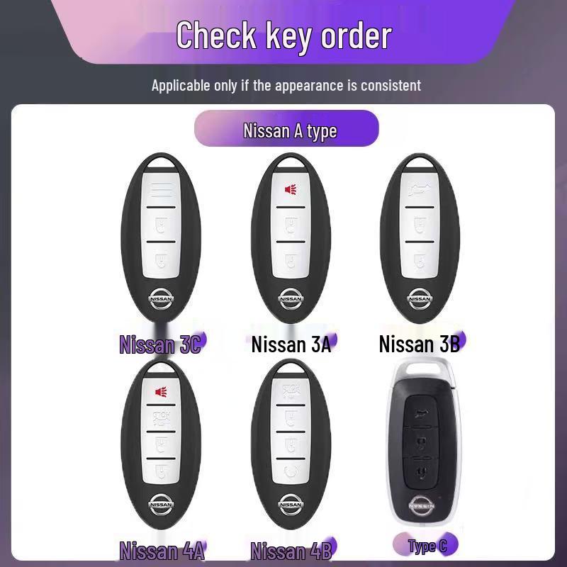 Nissan Leather Key Case for 14th Gen Sylphy, Teana, Qashqai, X-Trail, Tiida, Kicks, Murano Car Buckle Shell